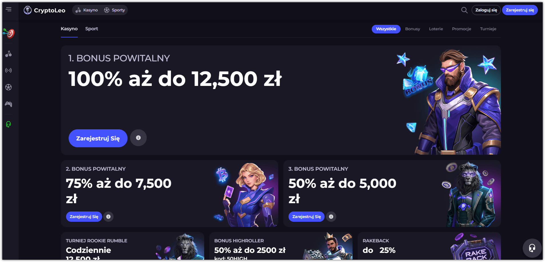 Bonusy dla nowych graczy w kasynie CryptoLeo