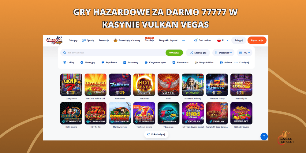 darmowe gry hazardowe 77777 w vulkan vegas