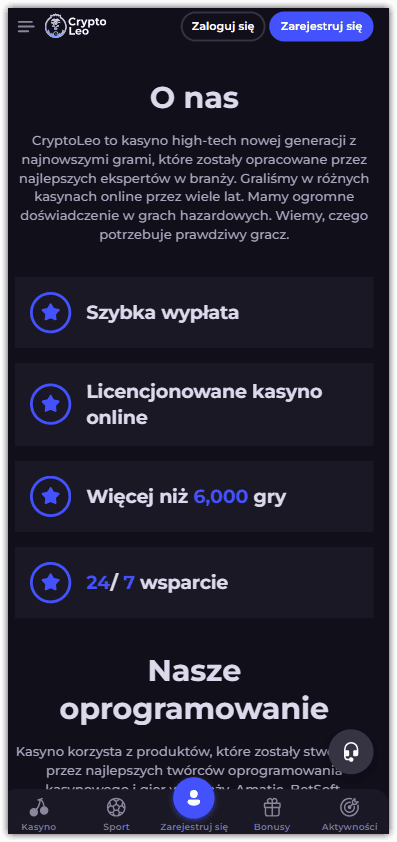 Informacje o kasynie CryptoLeo