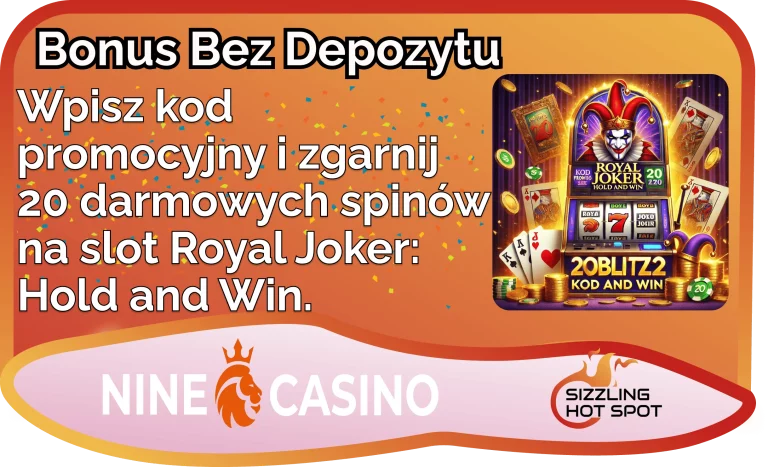 Widok strony głównej Nine Casino z grami i promocjami